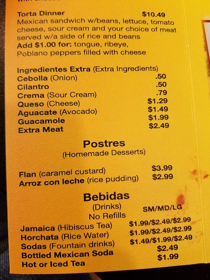 Menu at Mi Casa Restaurant, Wheaton