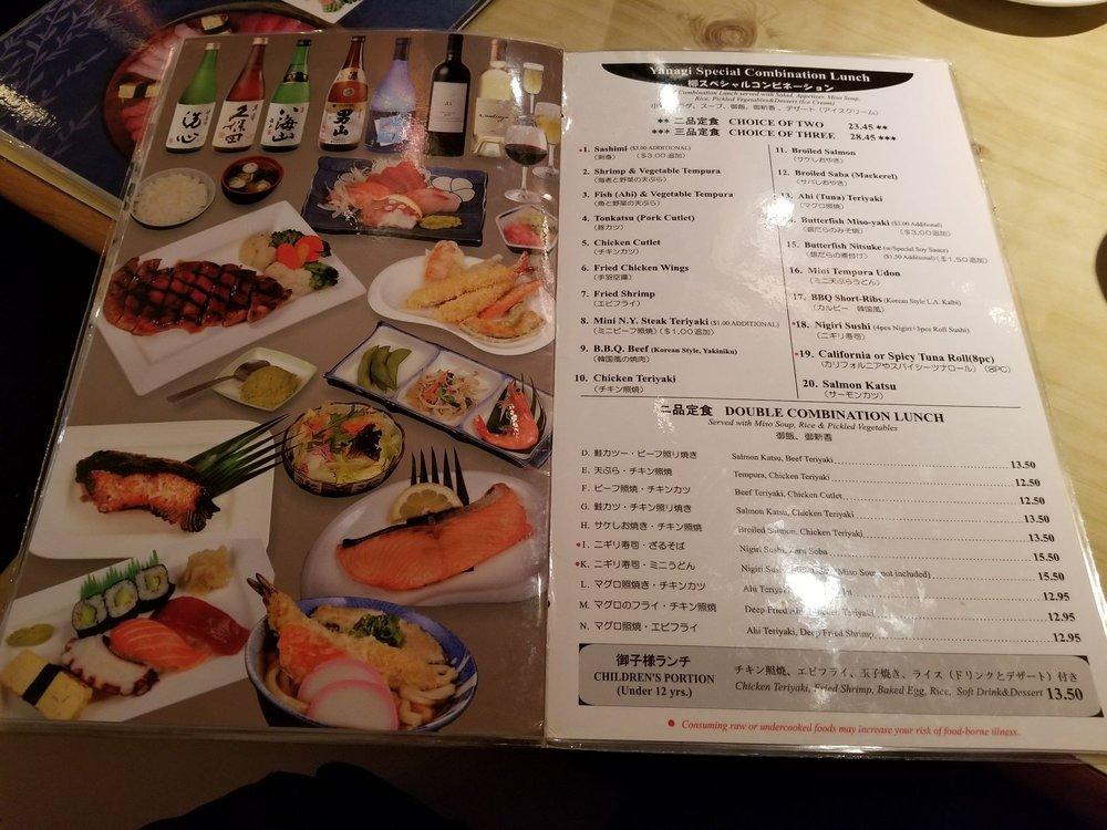 Menu at Yanagi Sushi restaurant, Honolulu