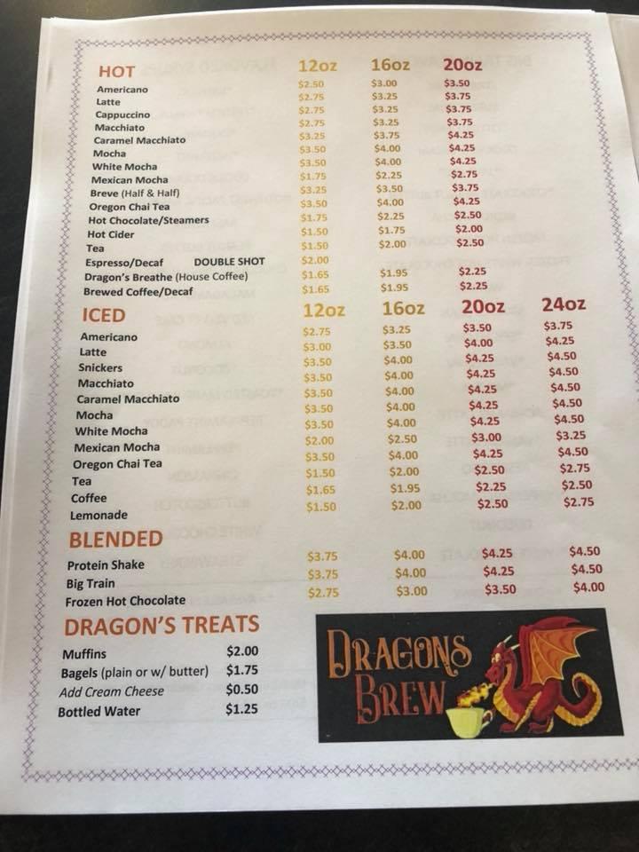 Menu At Dragon S Brew Restaurant Nanticoke