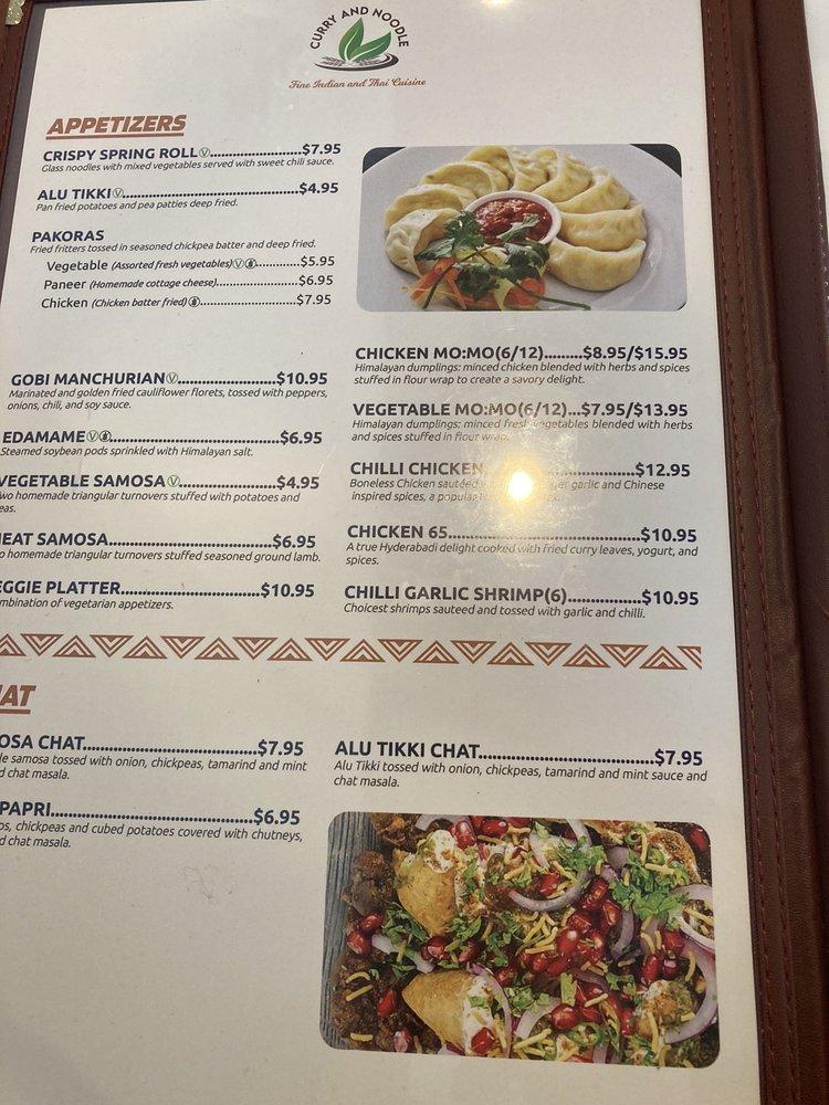 Menu at Curry and Noodle restaurant, WinstonSalem