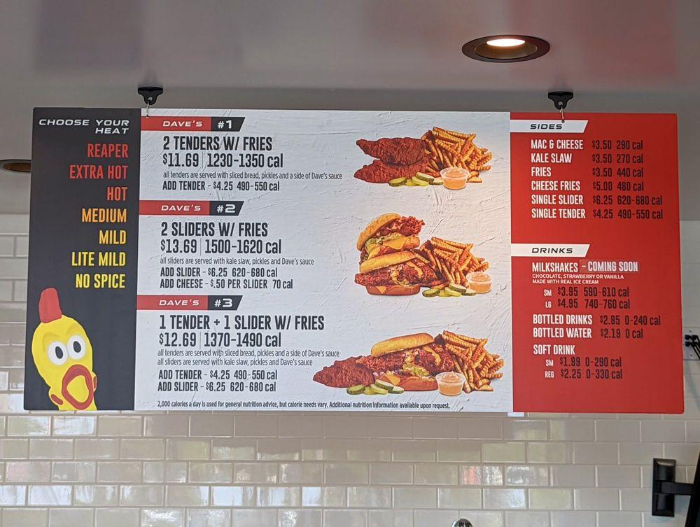 Dave's Hot Chicken Wisconsin Dells Wi Menu Menu at Dave's Hot Chicken restaurant, Costa Mesa
