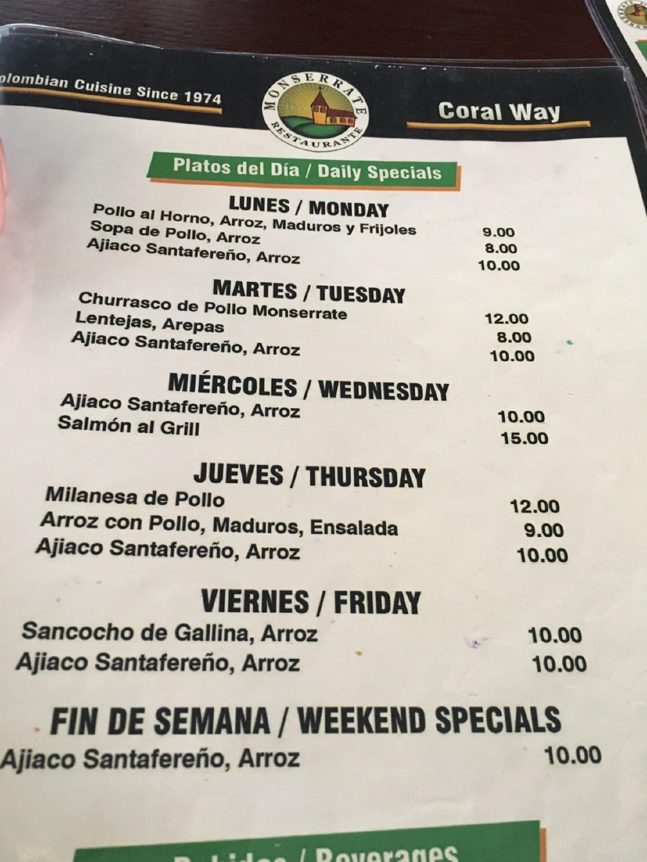 Menu at El Patio 305 Restaurant, Miami, Coral Way