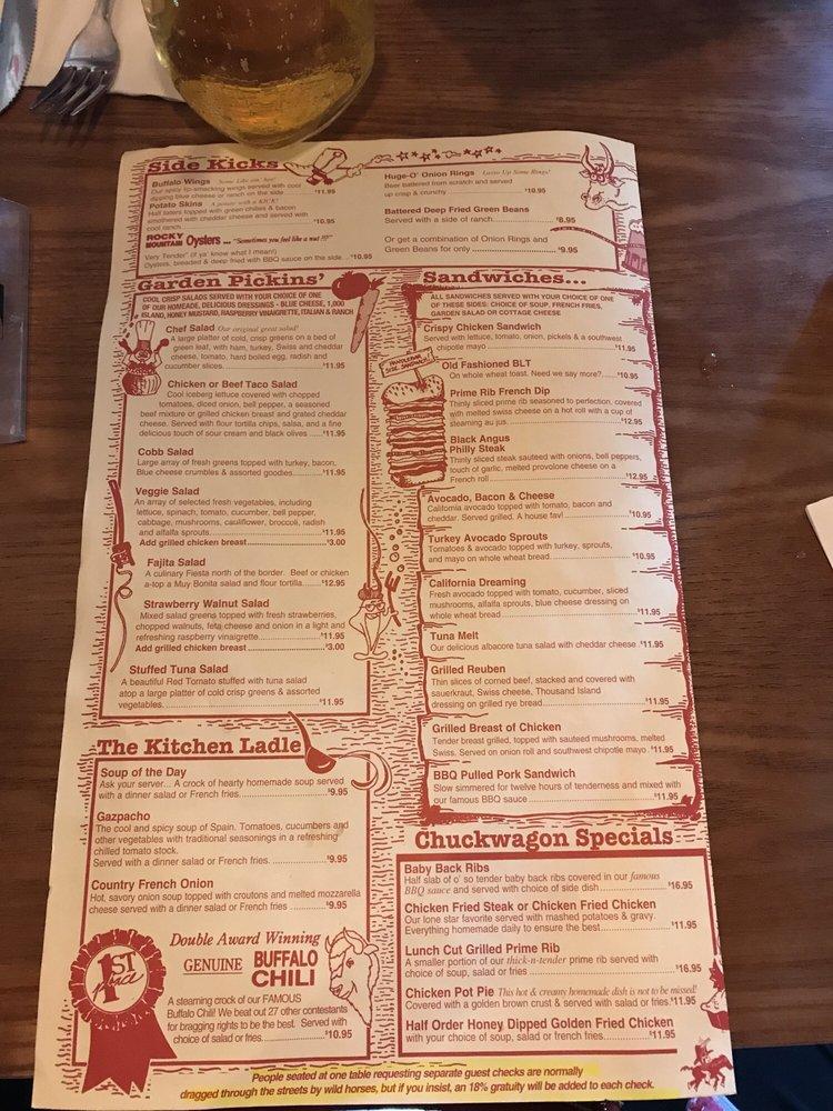 Menu at Handlebars Food & Saloon, Silverton