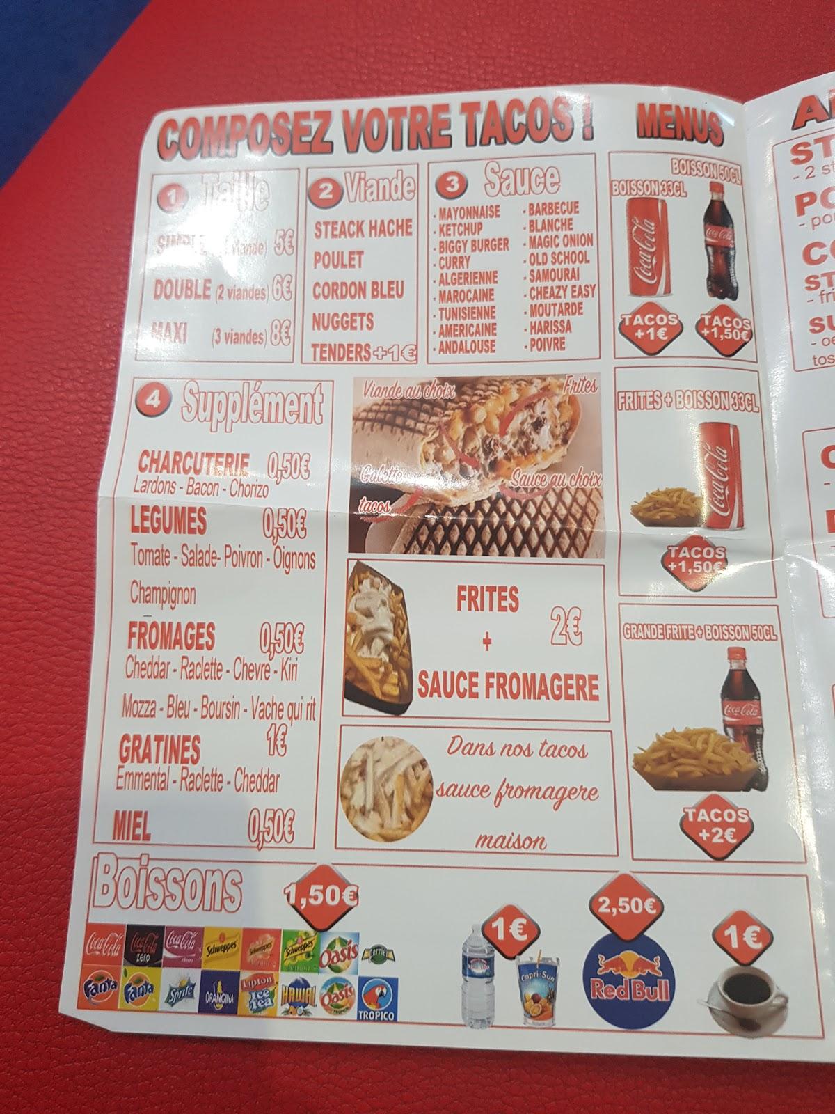 Menu au Tacos & Americains restaurant, Perpignan
