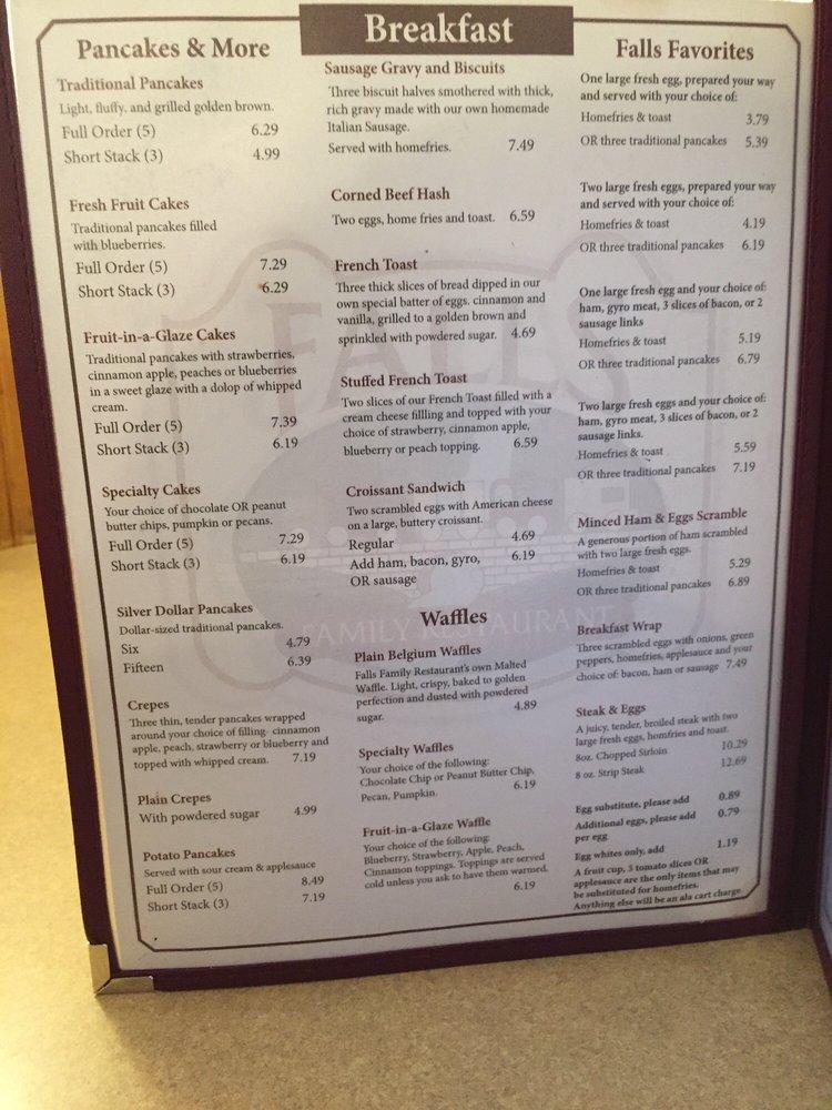 Menu at Falls Family Restaurant, Olmsted Falls, Columbia Rd