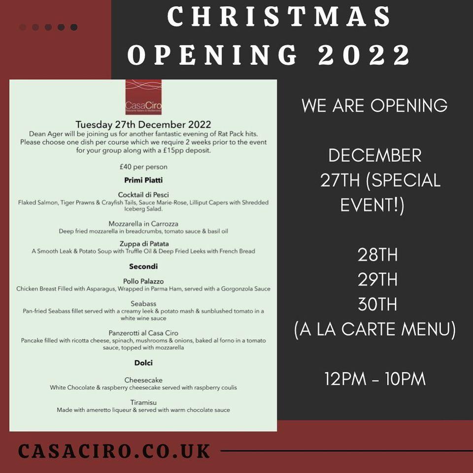 Menu at Casa Ciro restaurant Worthing