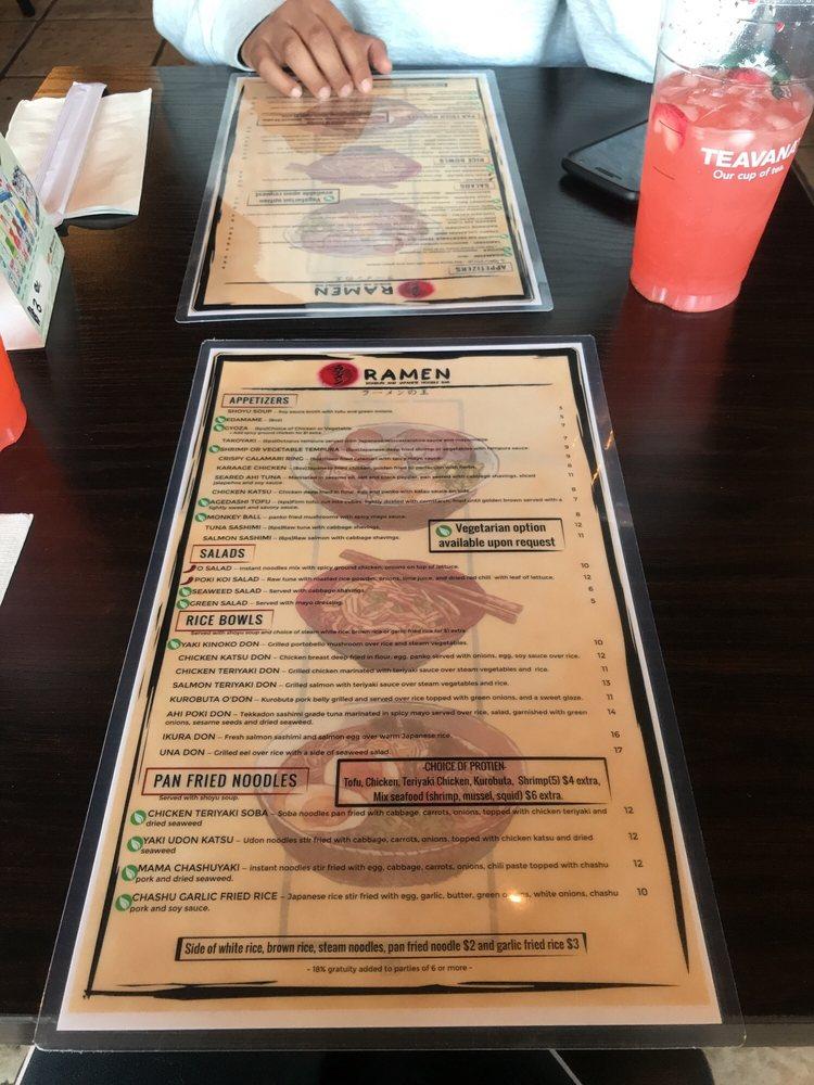 Menu at O Ramen desserts, Bakersfield