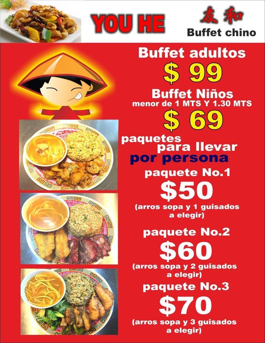 Menu at You He restaurant, Xalapa