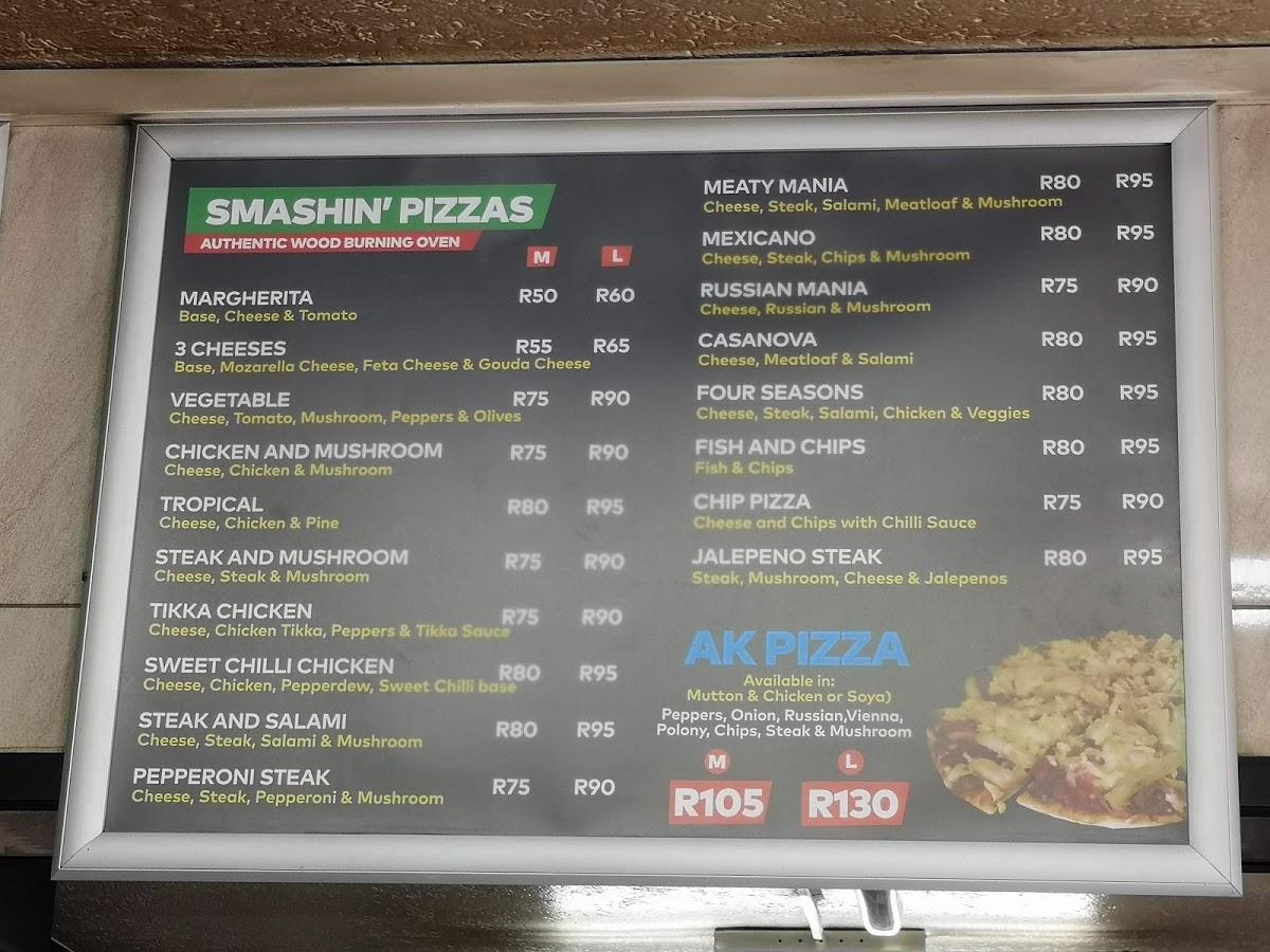 Menu at Uzma's Fast Foods, Boksburg