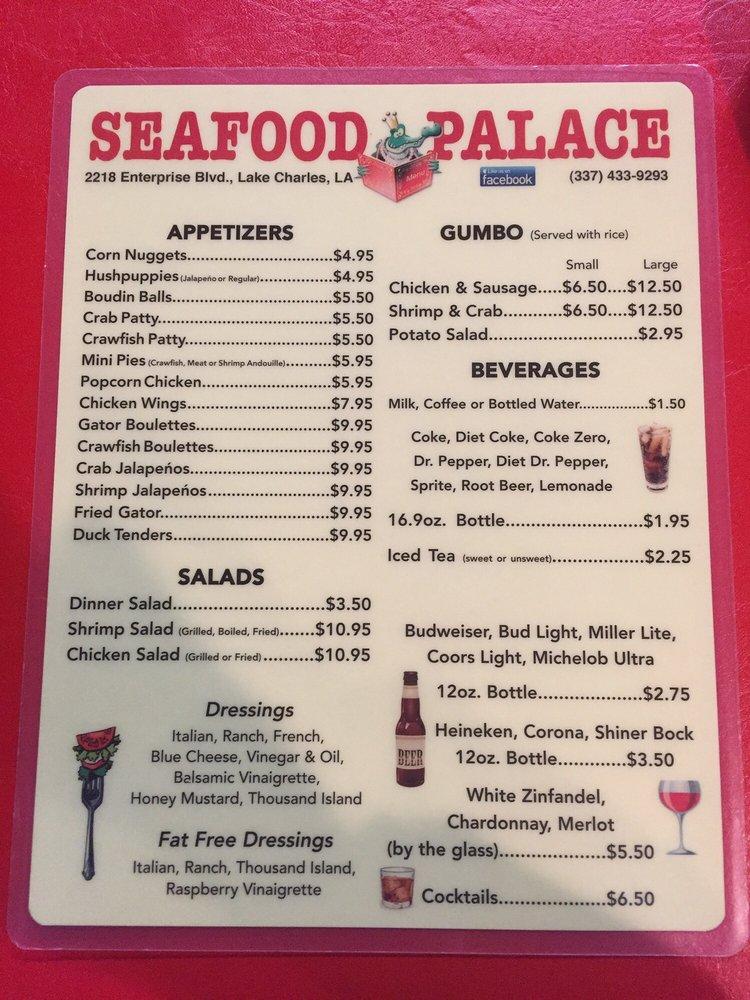 Menu At Seafood Palace Restaurant Lake Charles Enterprise Blvd