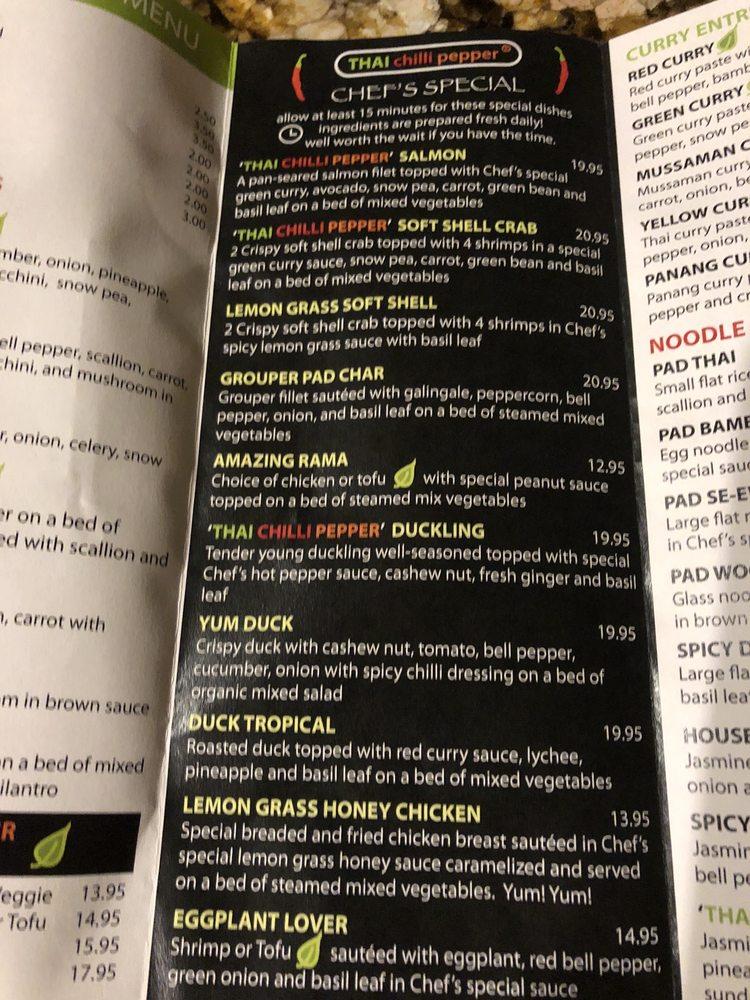 Menu at THAI Chili Pepper Lutz restaurant, Lutz
