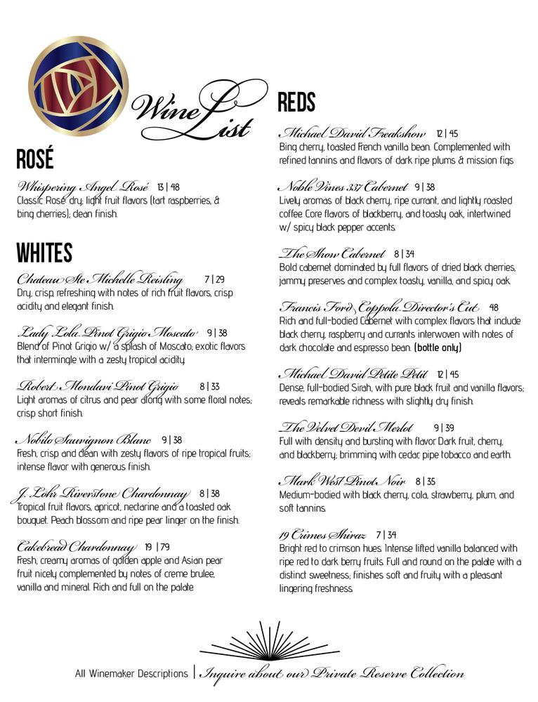 Menu at Room 33 Speakeasy cafe, Erie