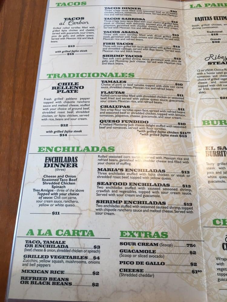 Menu at CASA MARIA MEXICAN GRILL restaurant, Baton Rouge