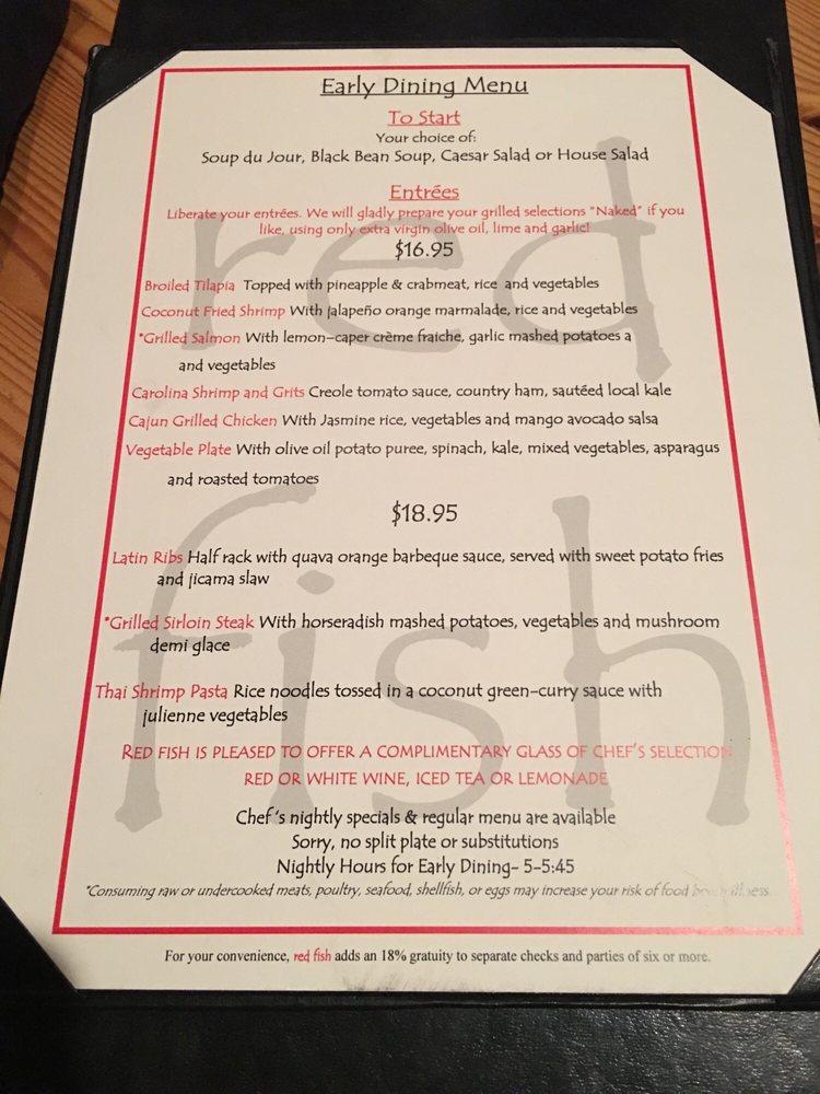 Menu at Red Fish Restaurant, Hilton Head Island