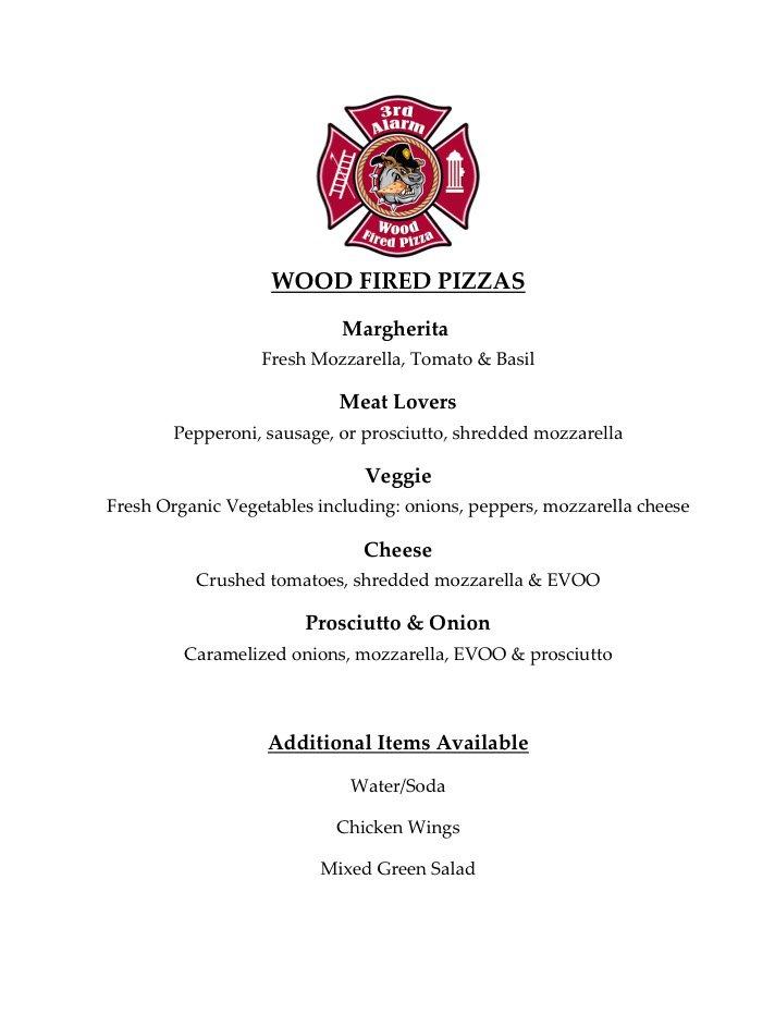 Menu at 3rd Alarm Wood Fired Pizza, Boston
