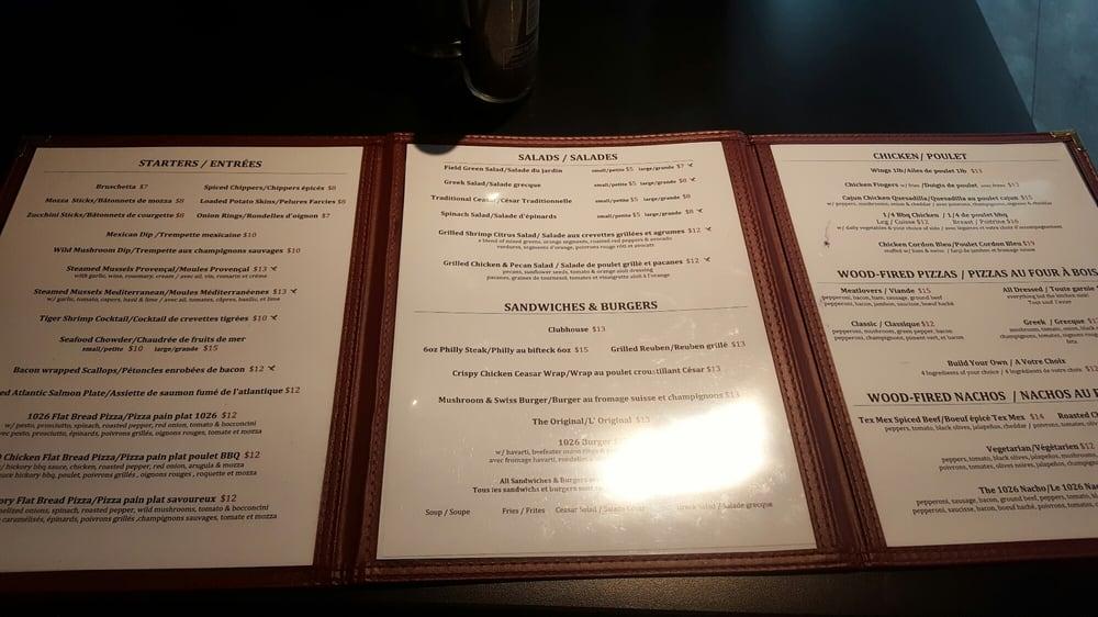 Menu at Brasserie 1026 Bar & Grill, Campbellton