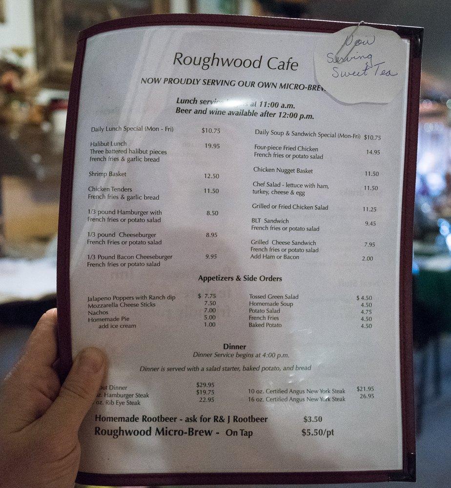 Menu at Rough Woods Inn cafe, Nenana