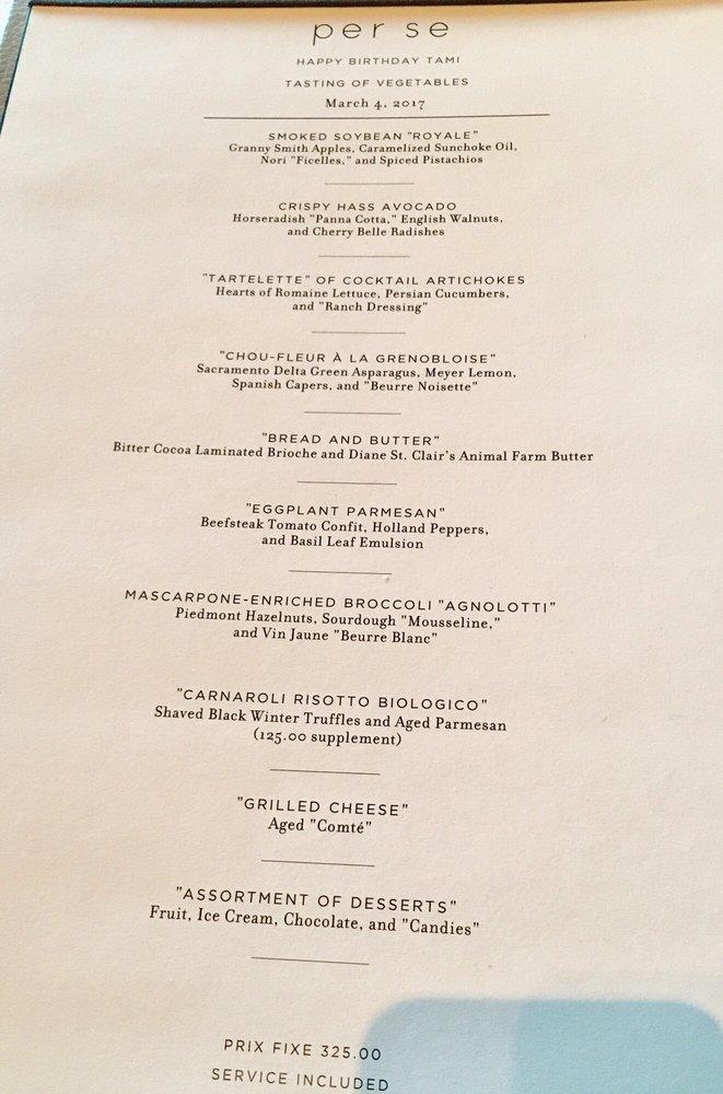 Menu at Per Se restaurant, West New York