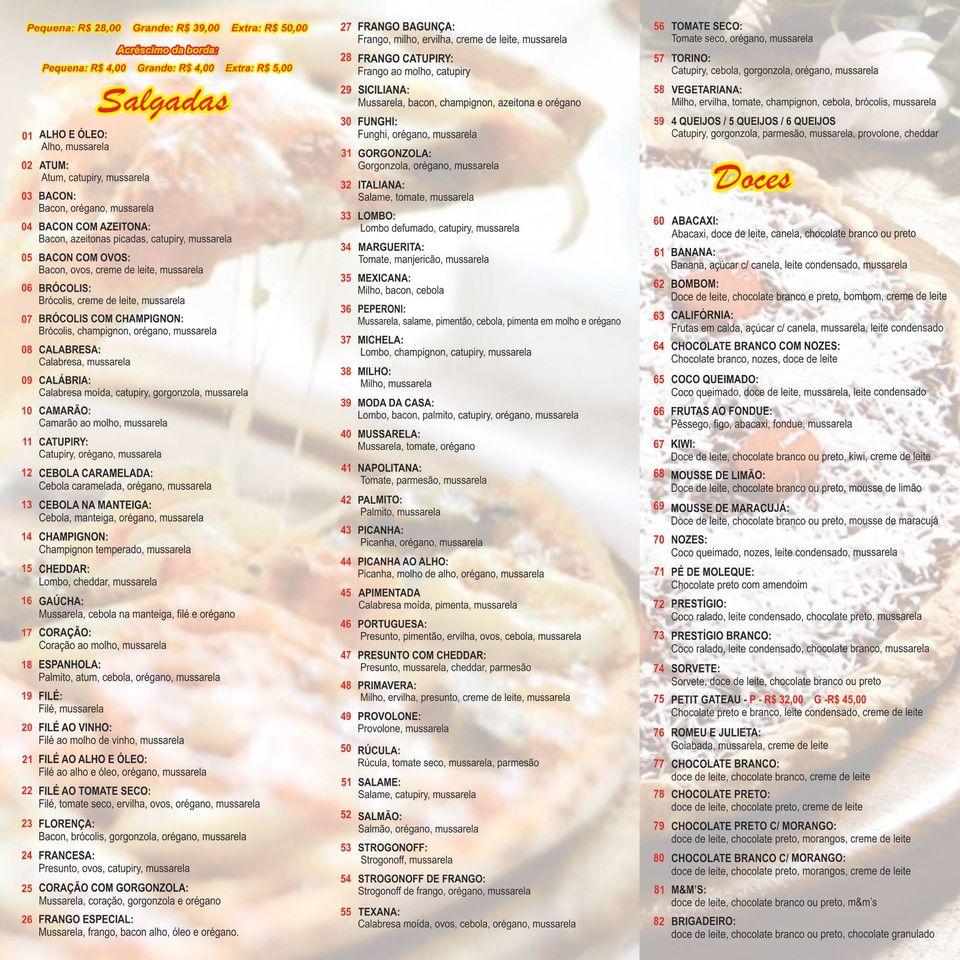 Casa Rustica Pizzaria cardápio