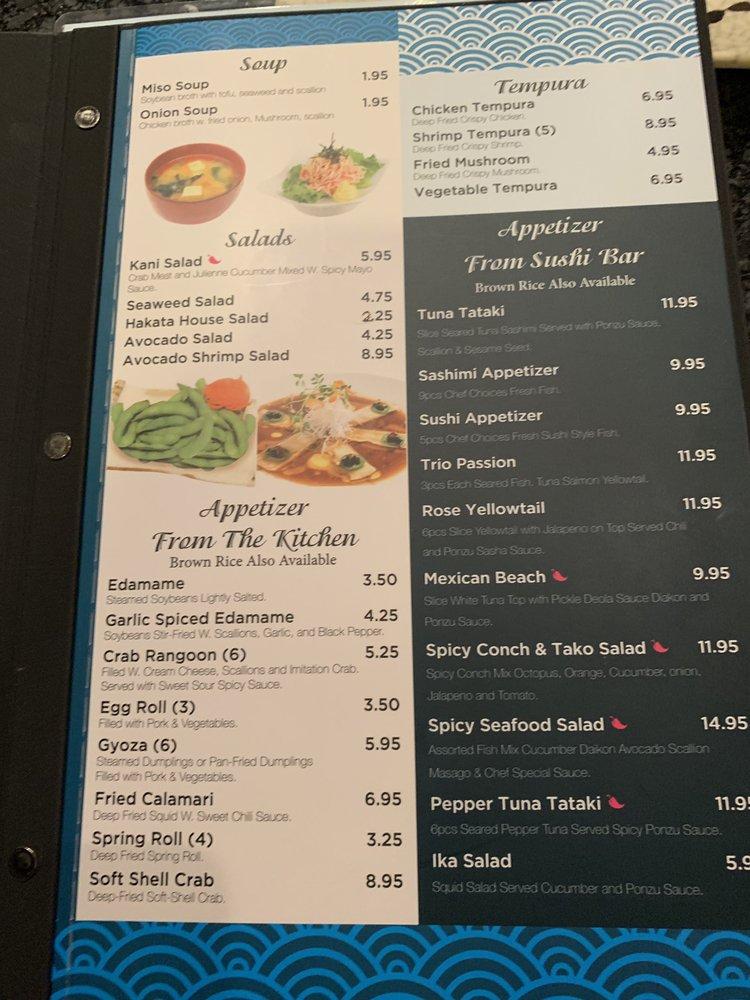 Menu at HAKATA Hibachi Steak & Sushi restaurant, Overland Park