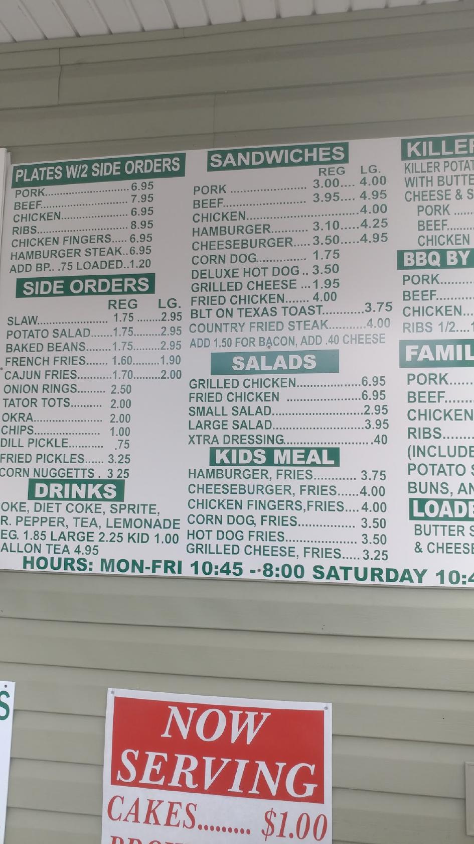 Menu At Spencer B's BBQ, Ringgold, US Hwy 41