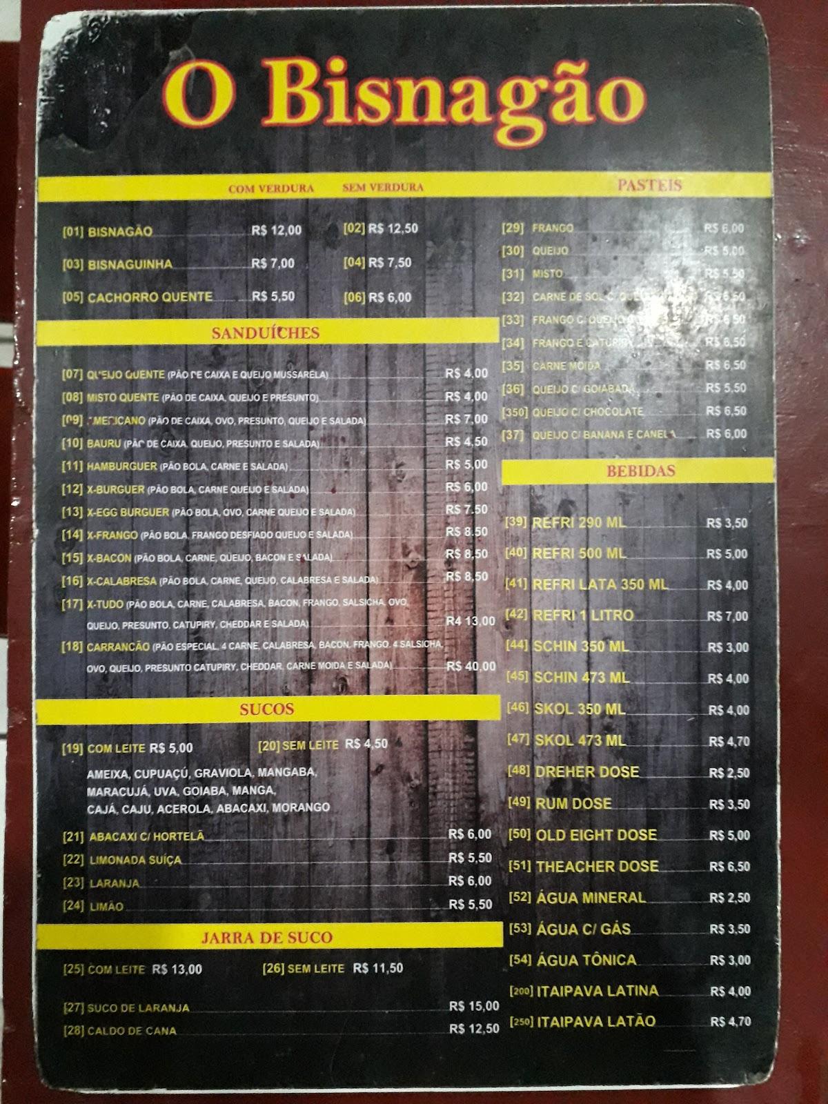 Menu Em O Bisnag O Lanchonete E Tapiocaria Pub Bar Jo O Pessoa