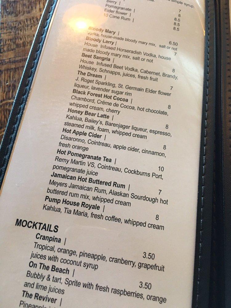 Menu at The Pump House Restaurant Fairbanks, Fairbanks