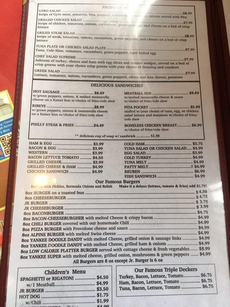Menu at Yankee Kitchen Restaurant, Youngstown