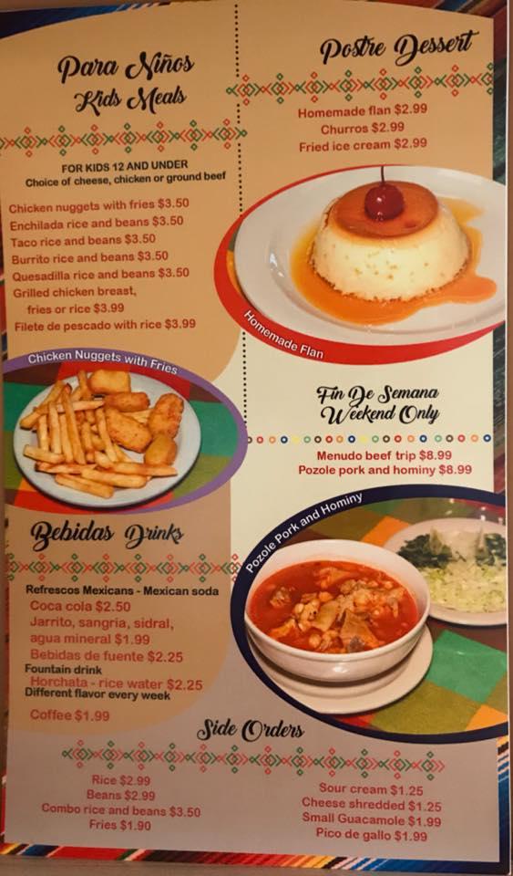 Menu at El Burrito Loco restaurant, Burlington