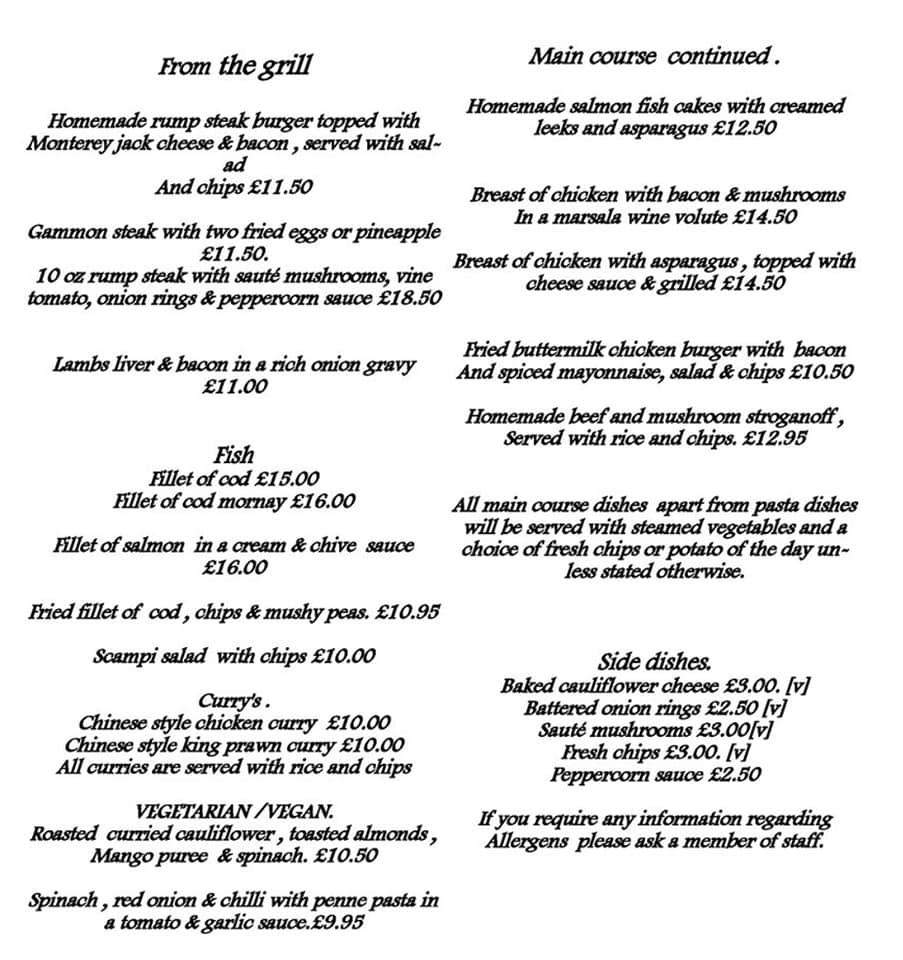 Menu at The Horseshoe Inn pub & bar, Warrington, 3 Smithy Ln