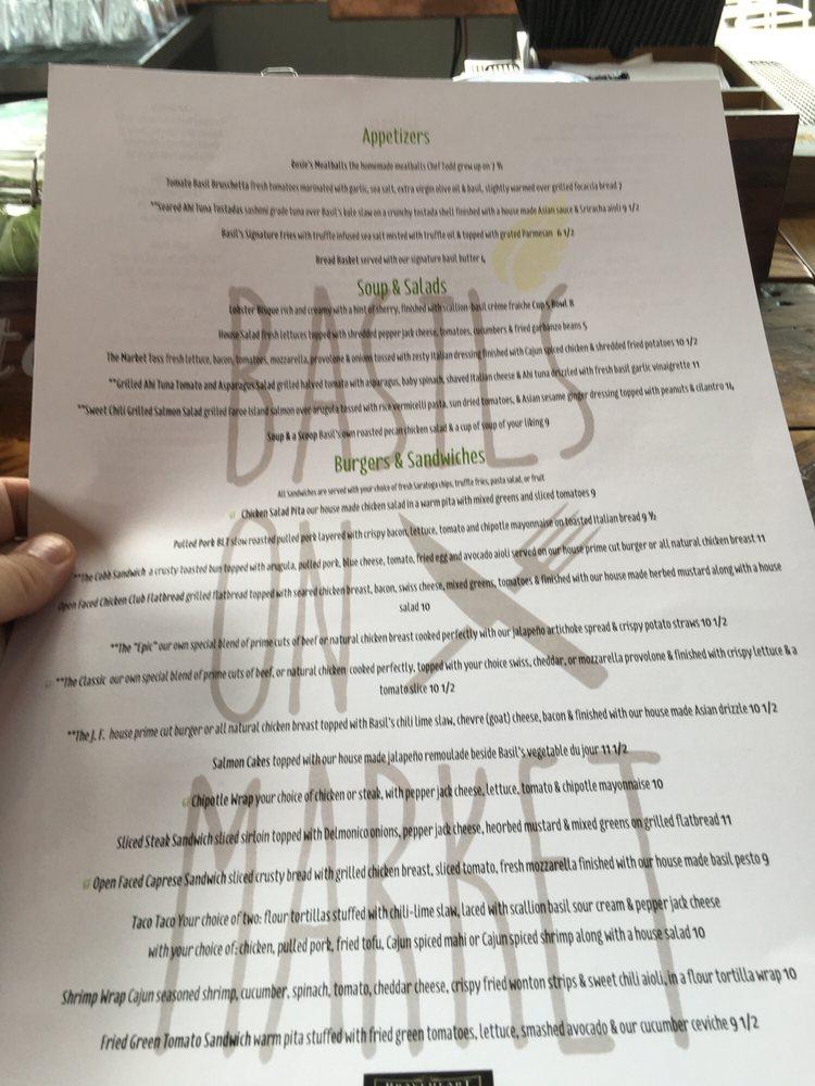 Menu at Basil's On Market restaurant, Dayton
