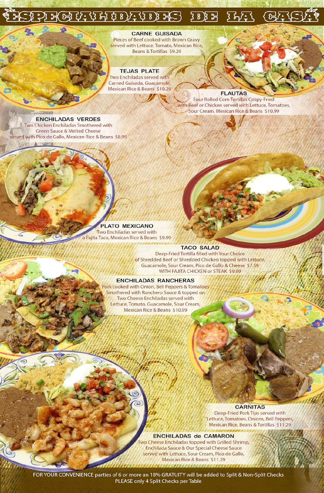 Menu at Hacienda Vieja Restaurant, Odessa