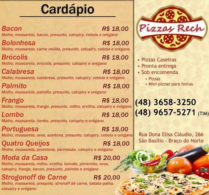 Pizzas Rech cardápio