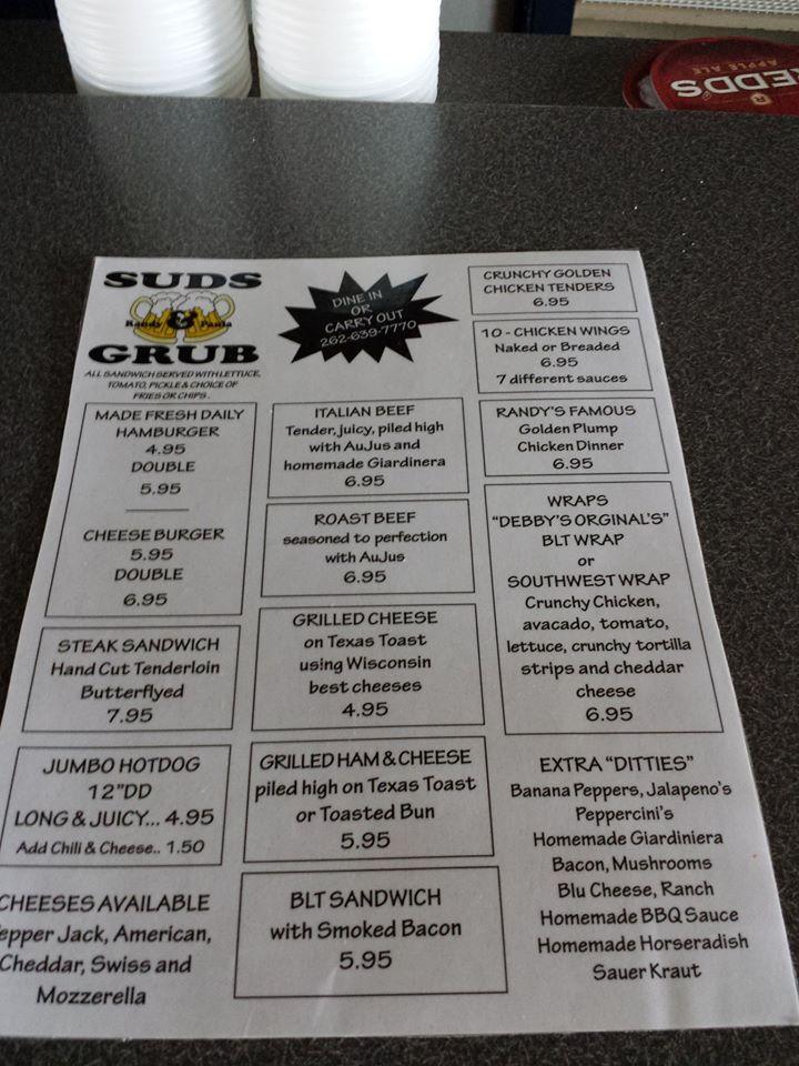 Menu at Suds and Grub pub & bar, Racine