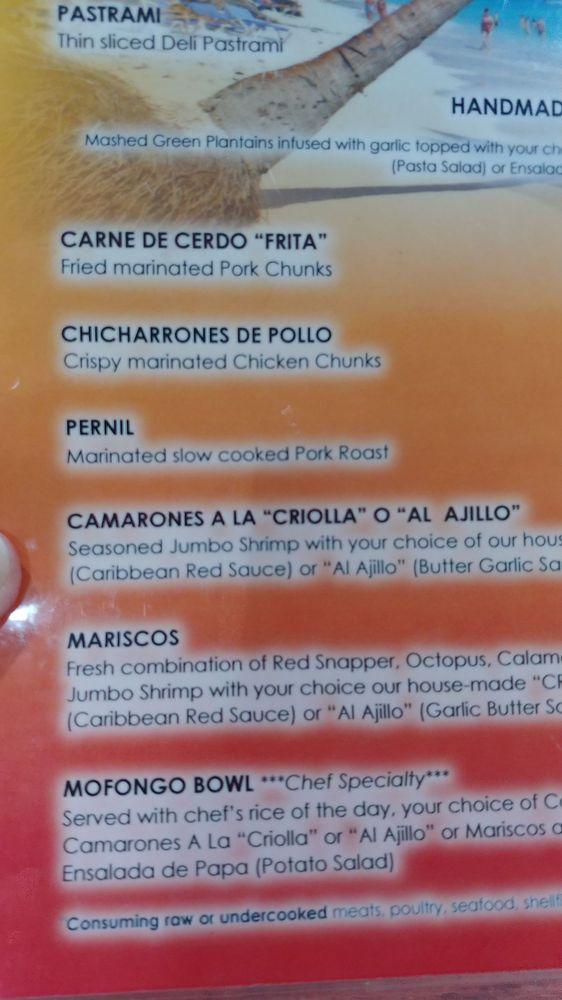 Menu at Puerto Rico Restaurant, Windsor Heights