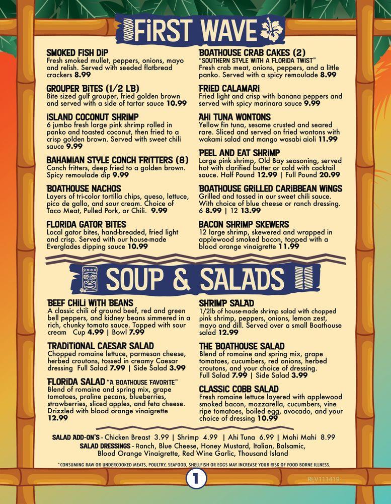 Menu at The Boathouse Tiki Bar & Grill Fort Myers, Fort Myers