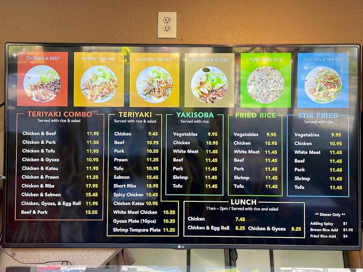 Menu at 5 Corners Teriyaki restaurant, Edmonds
