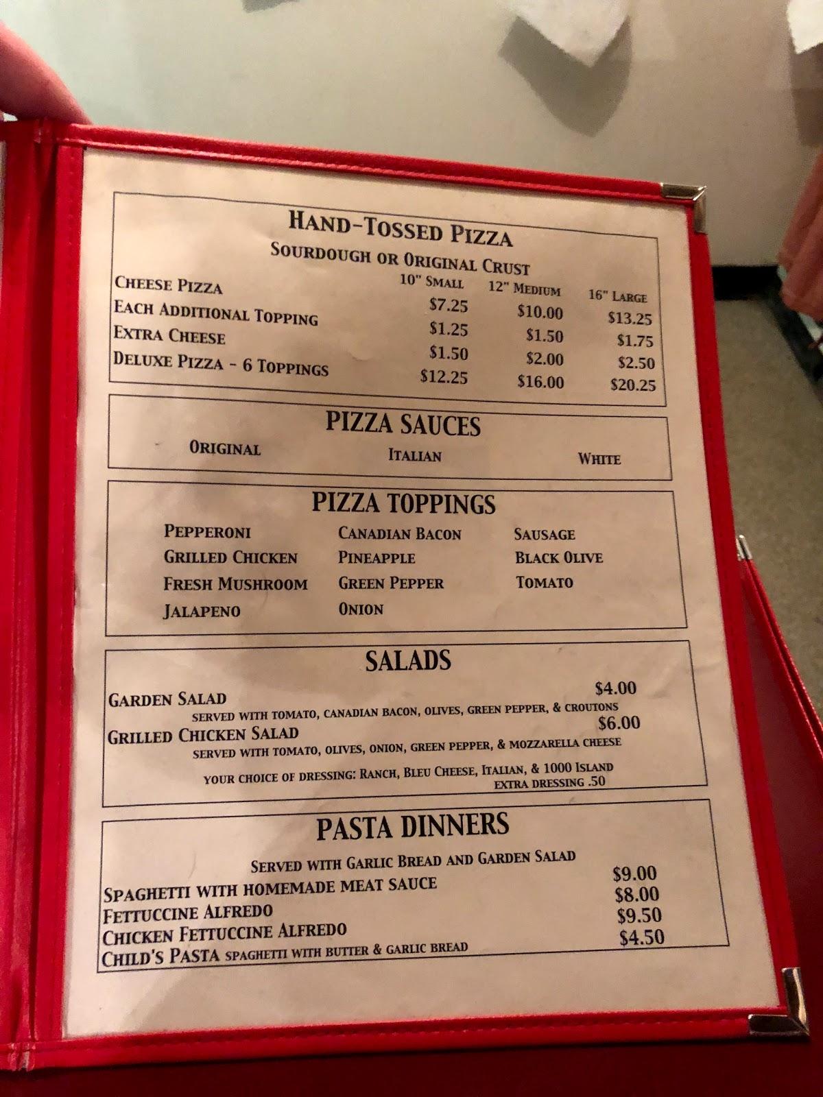 Menu at Pizza Barn, Parowan
