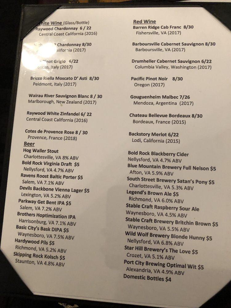 Menu at The Green Leaf Grill steakhouse, Waynesboro