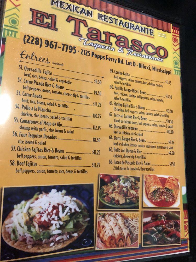 Menu at El Tarasco Taqueria & Restaurant, Biloxi