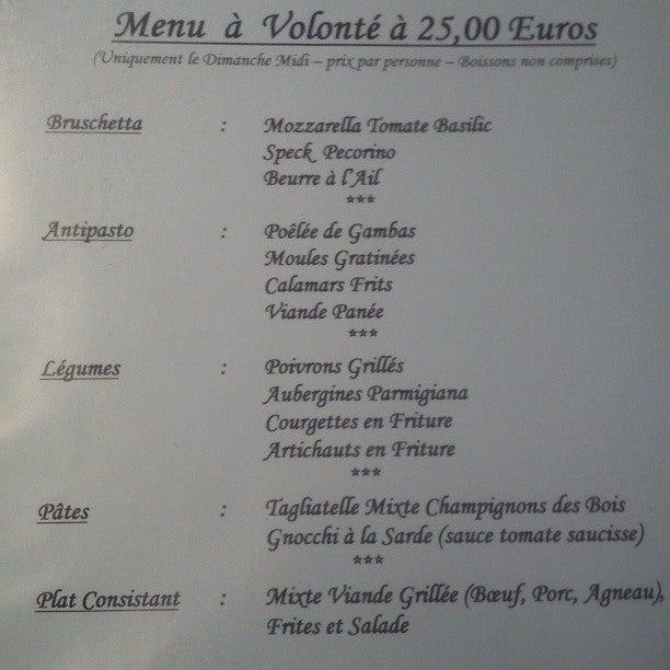 Menu au La Rustica Restaurant Pizzeria, Thuin