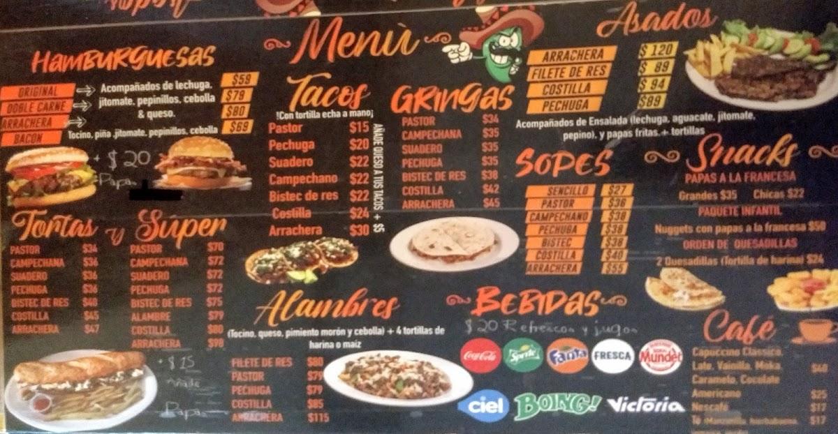 Menu at Taqueria 