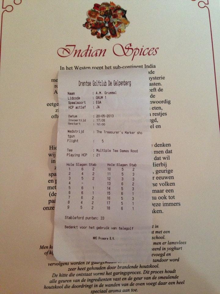 Menu at Indian Spices, Emmen
