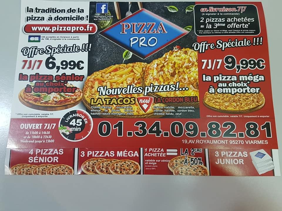 Menu at Pizza Pro restaurant, Viarmes