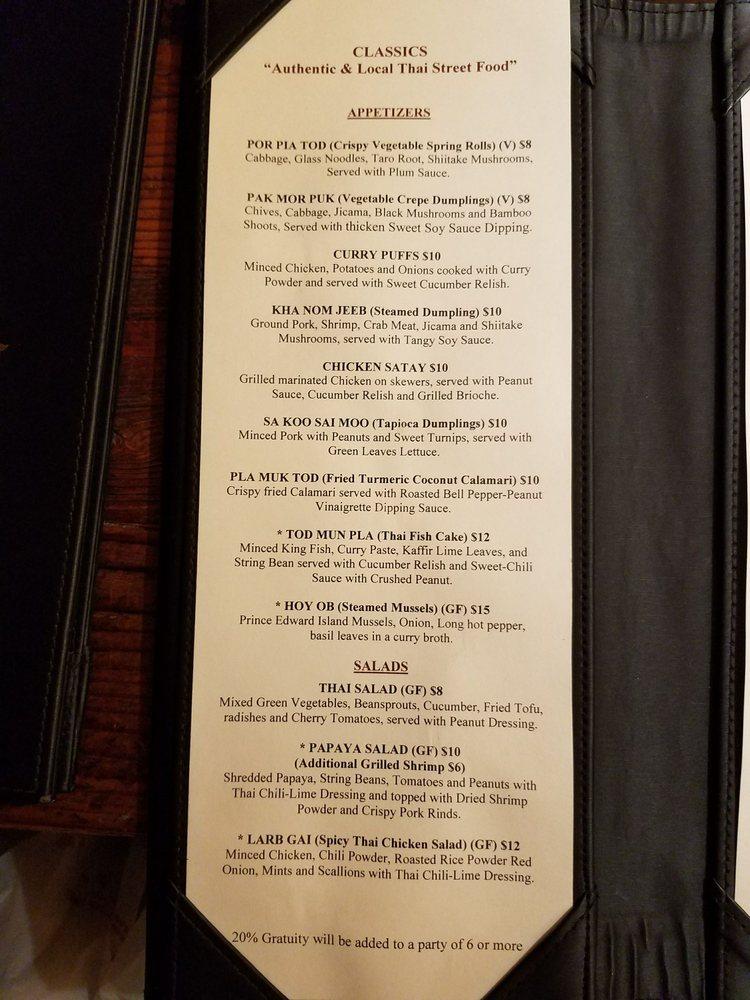 Menu At Thai Villa Restaurant, New York City