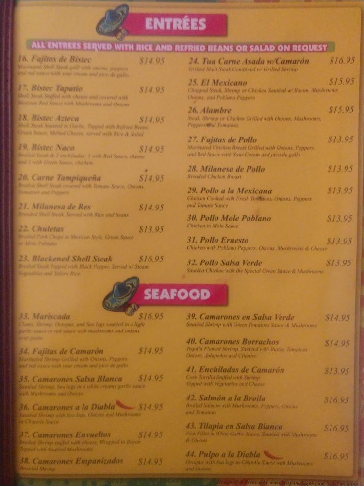 Menu at Tua Cocina restaurant, Blauvelt