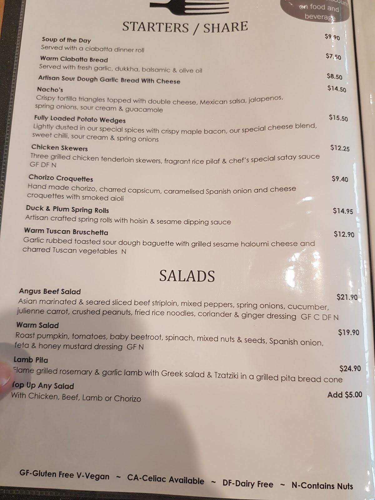 Menu at Warragul Downtowner Bar & Bistro, Warragul