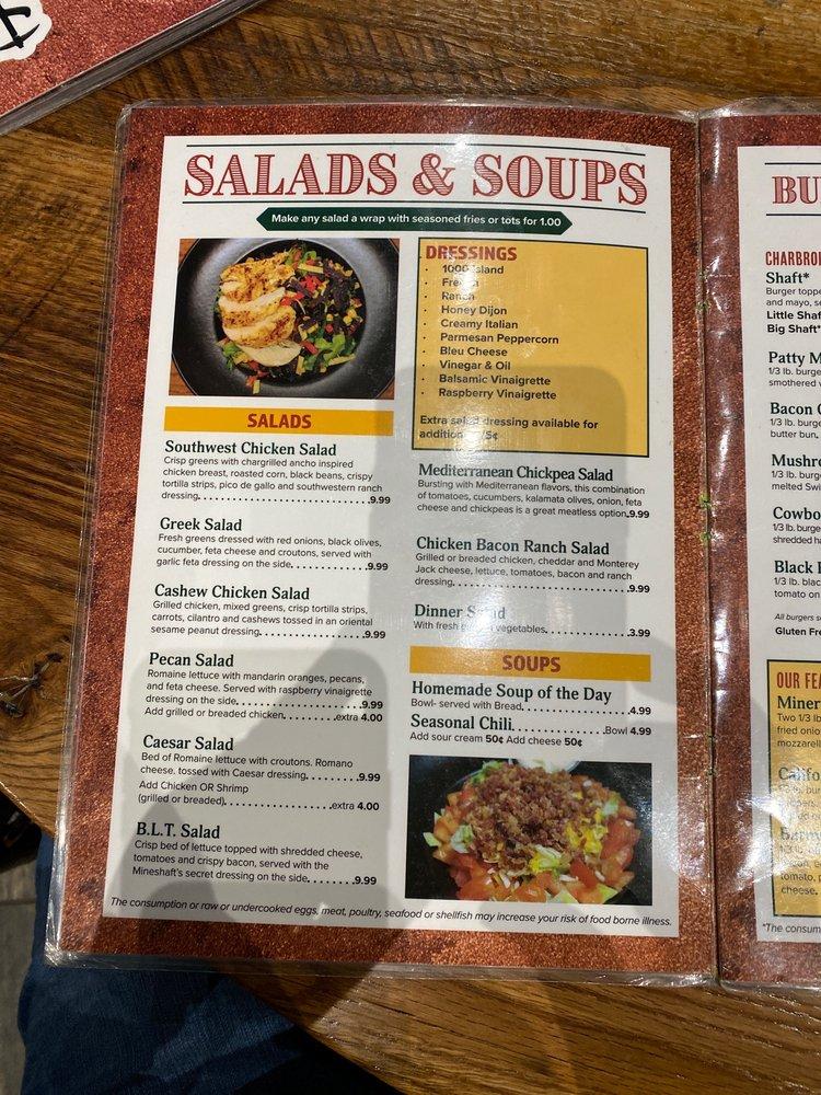 Menu at Mineshaft Oshkosh pub & bar, Oshkosh