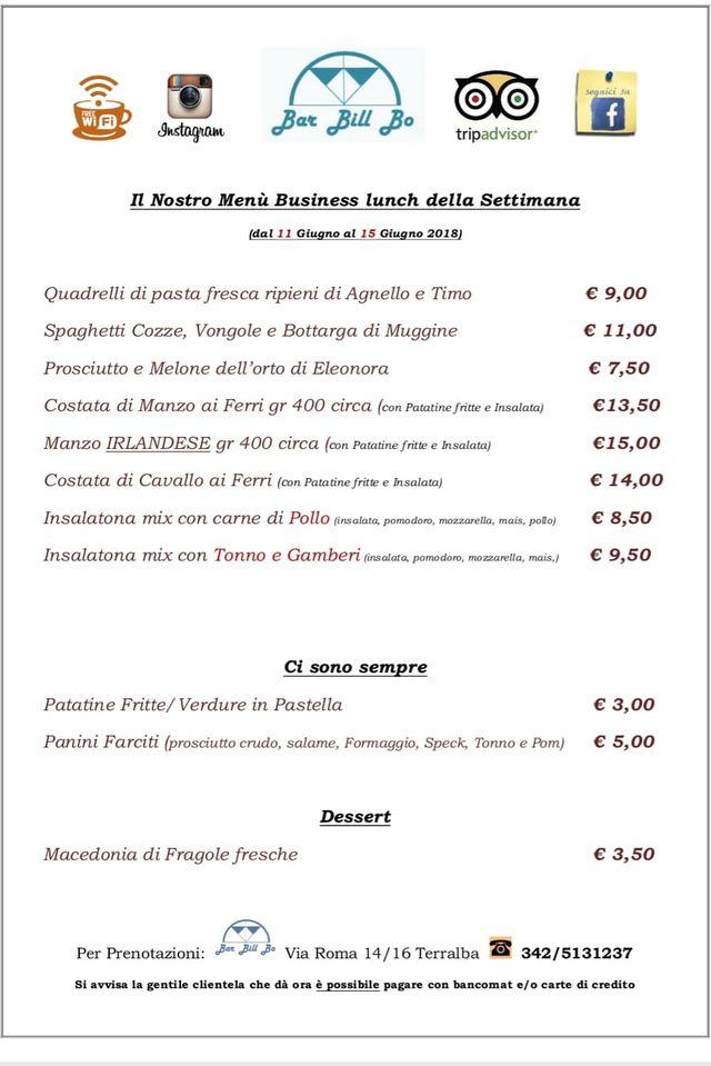 Menu di Bar Bill Bo Terralba 
