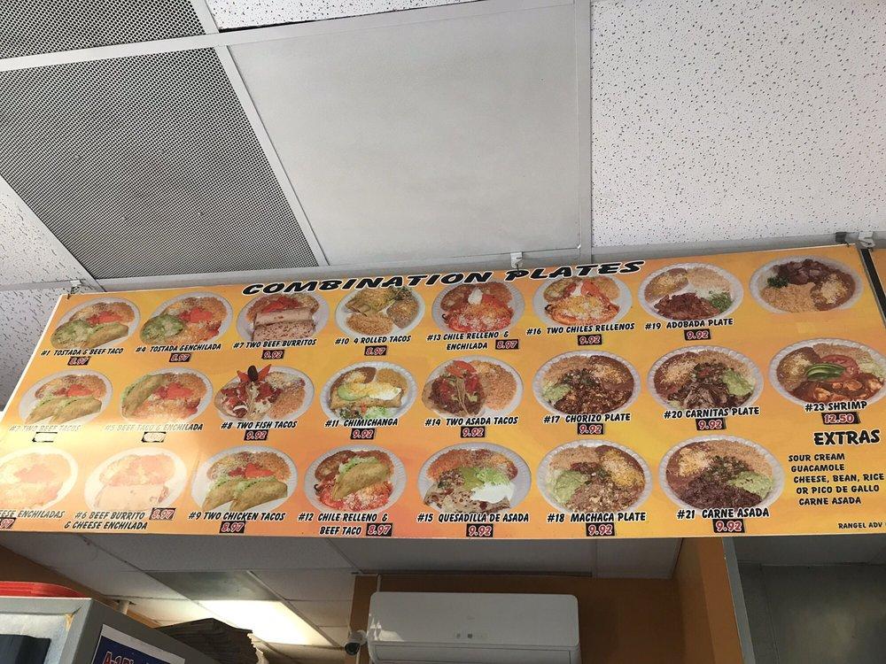 Menu at Pancho Villas restaurant, Mohave Valley